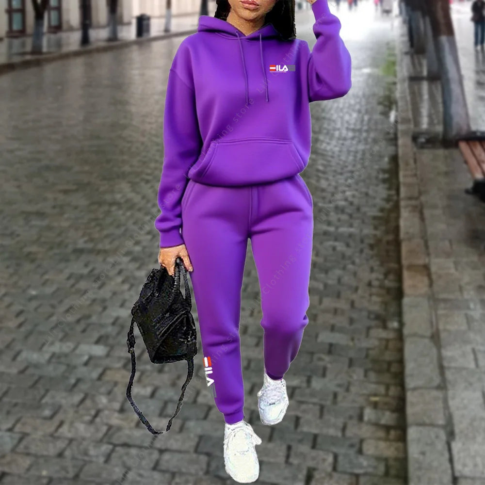 Crisluvᵀᴹ Women’s Winter Hooded Tracksuit 2-Piece Jogger Set Designer