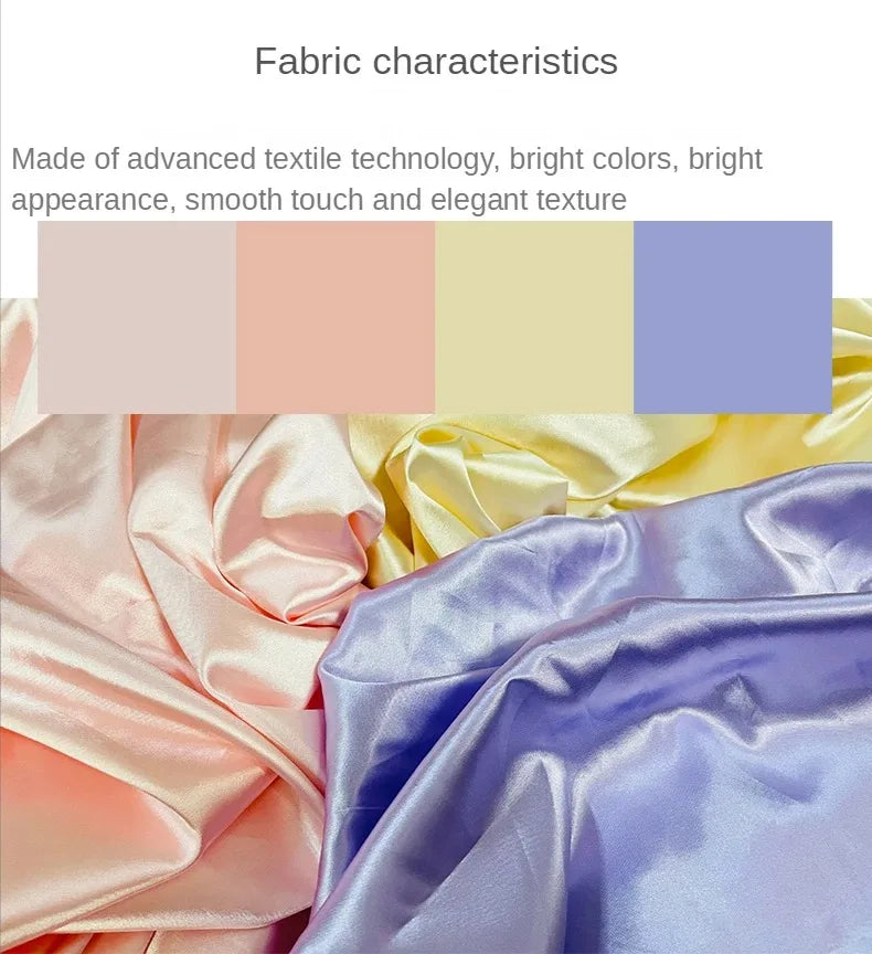Stretch Satin Fabric By The Meter for Cheongsam Hanfu Dresses Sewing Plain Soft Skin-friendly High-density Cloth Thin Breathable