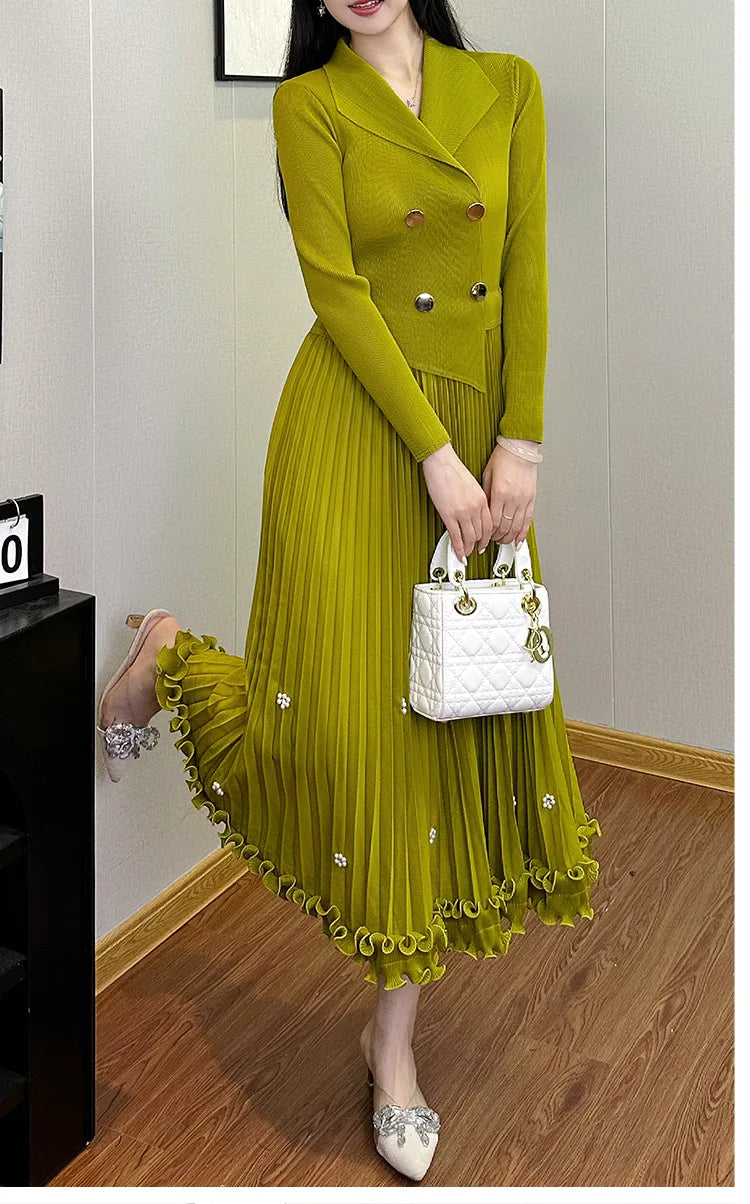 Pleated Long Dress Autumn Hot Sale Women&