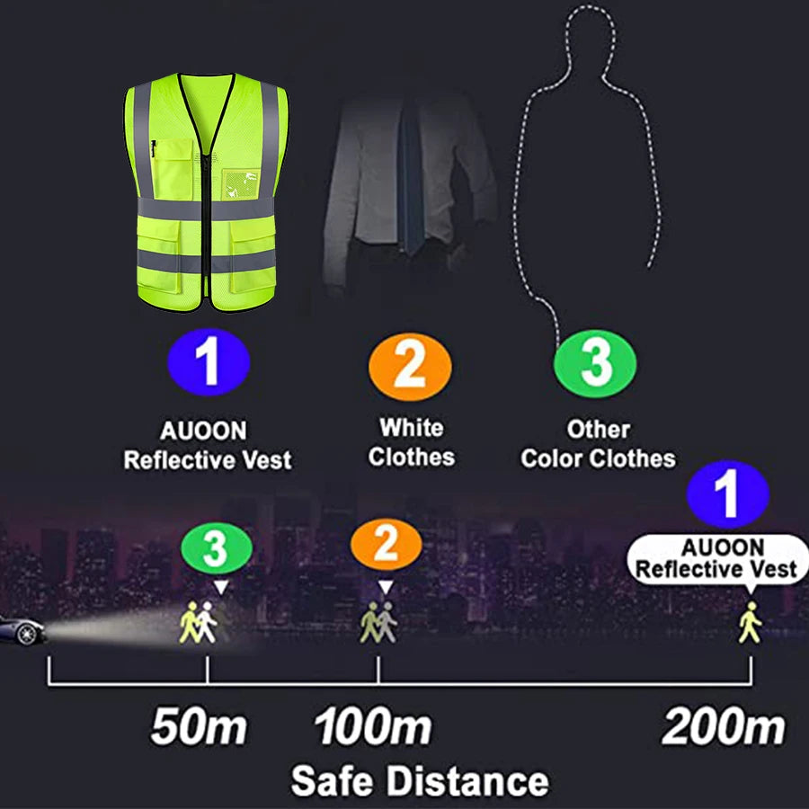 Safety High Visibility Vest Adjustable Security Vests Traffic Night Outdoor For Running Cycling Sports