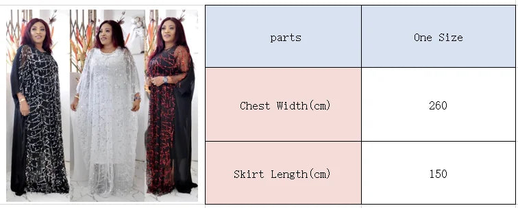 African Sequin Chiffon Maxi Dress Plus Size