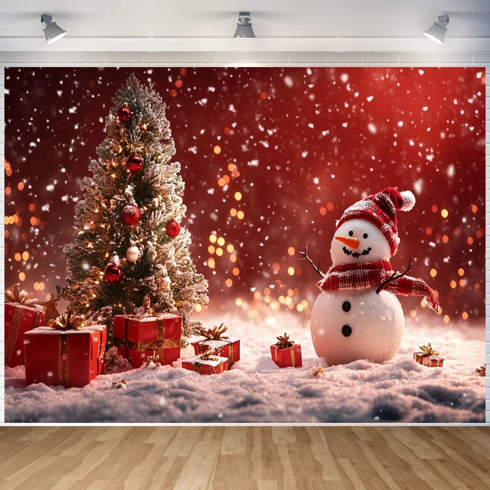 Christmas Decoration 2025 Photography Background Christmas Tree Snowman Photo Background Xmas Party Supplies Home Wall Banner