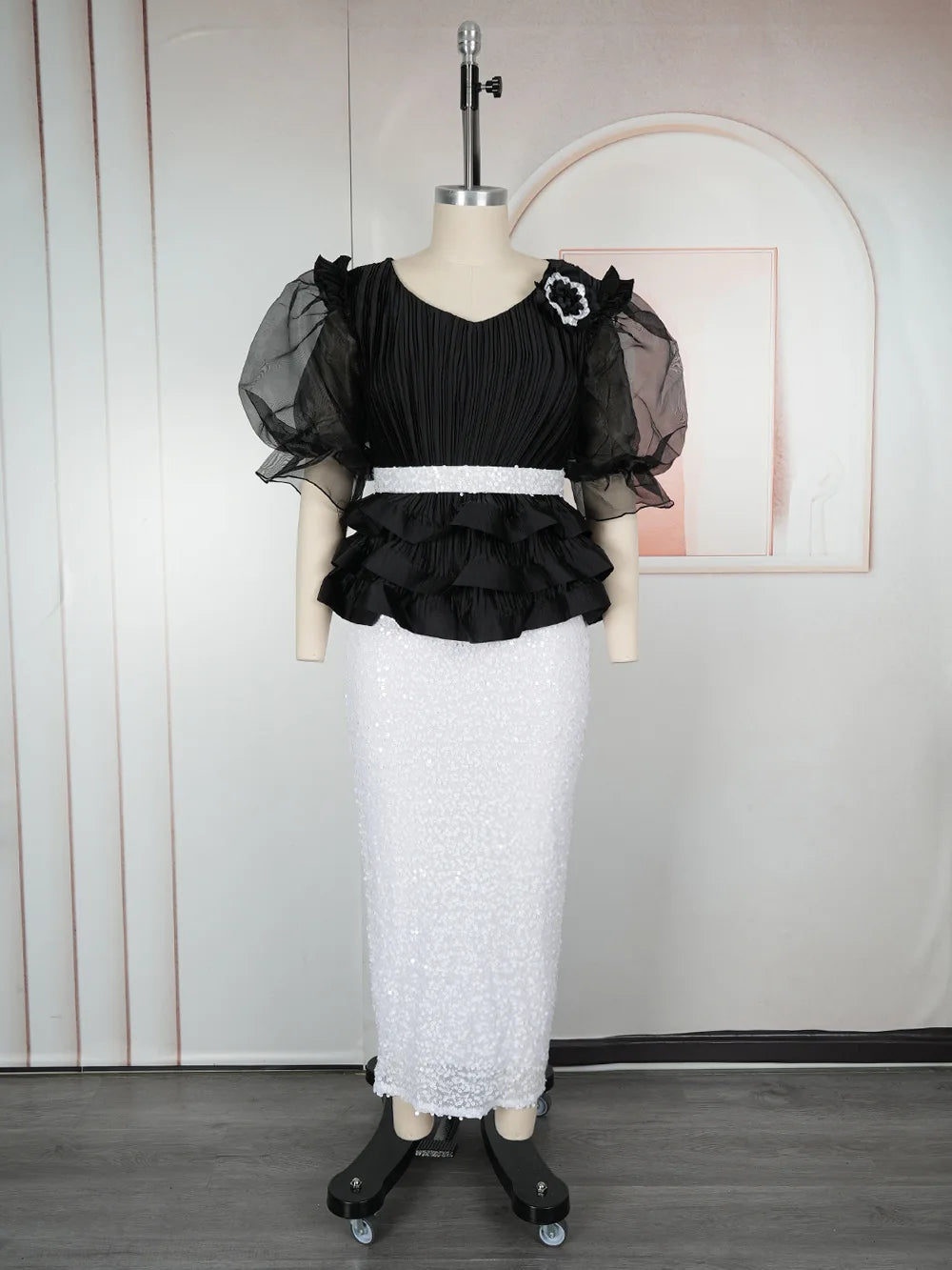 Elegant Puff Sleeve Bodycon Dress for Women