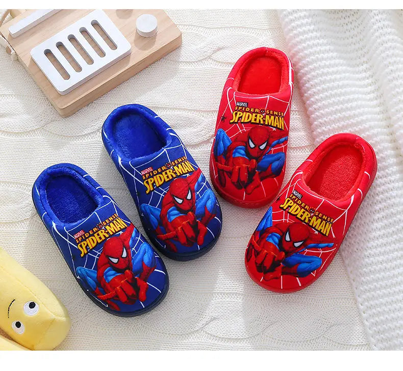 Cartoon Printed Spider-man Cotton Slippers For Children&