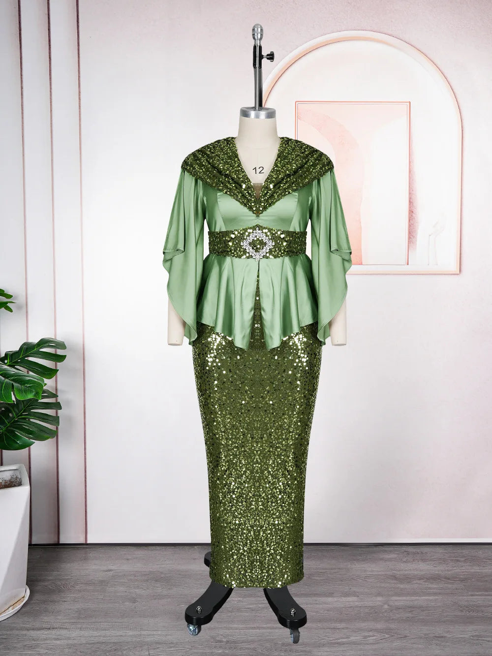 African Party Dresses for Women Elegant Turkey Muslim Wedding Evening Gown Plus Size Dashiki Sequin Sexy Bodycon Slit Long Dress