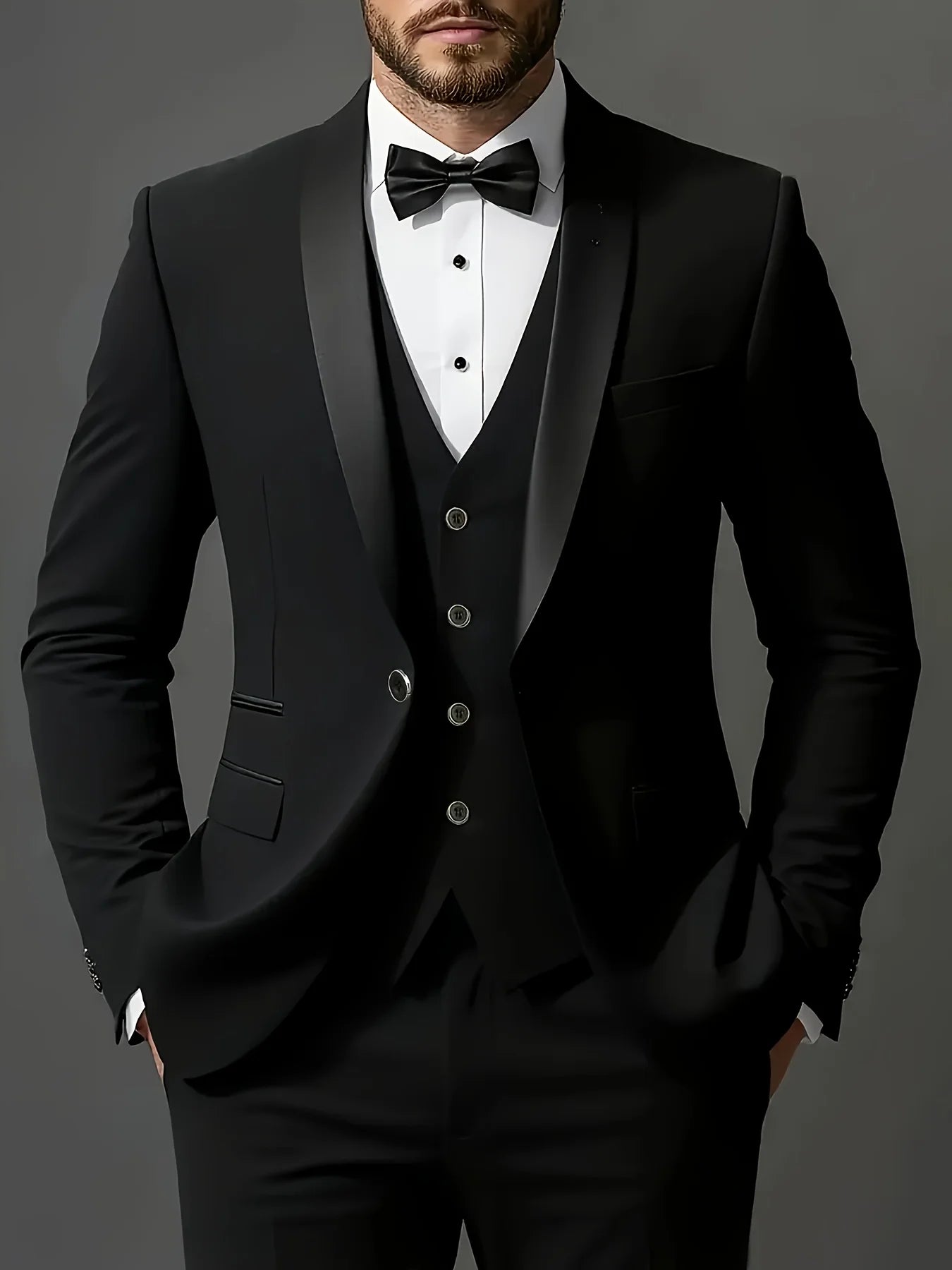 Men’s 3-Piece Suit Set – Jacket, Vest & Pants for Weddings & Formal Events