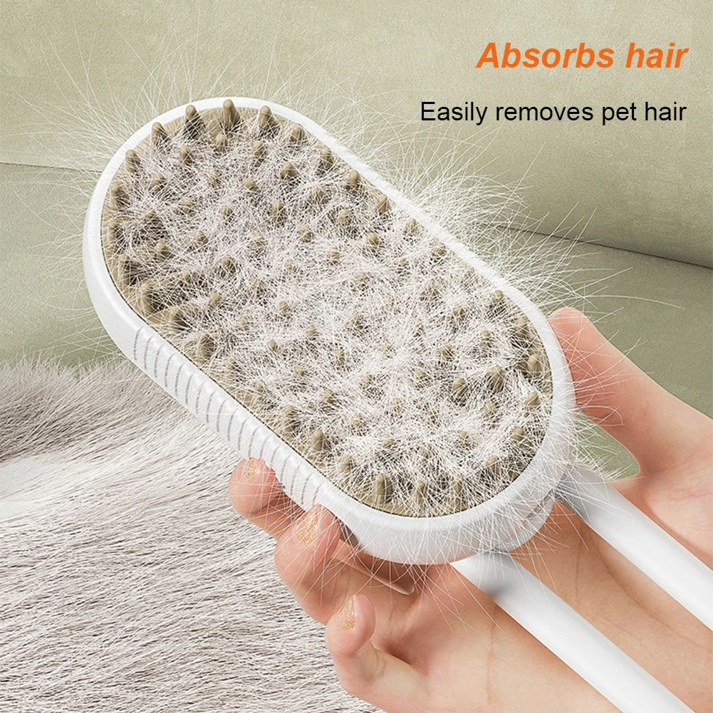 Crisluvᵀᴹ 3-in-1 Pet Steam Brush – USB Rechargeable Cat & Dog Grooming Comb