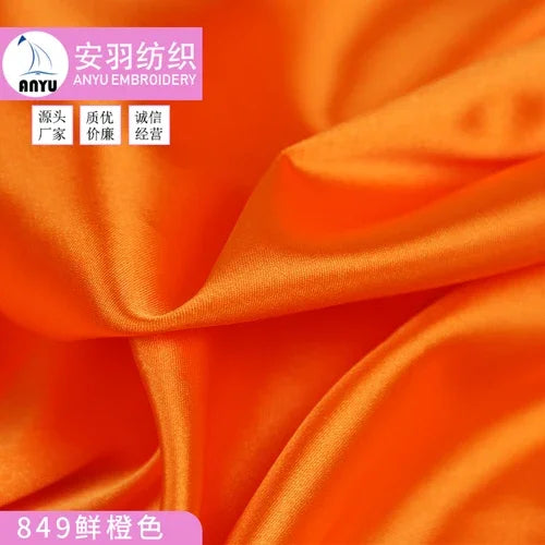 Stretch Satin Fabric By The Meter for Cheongsam Hanfu Dresses Sewing Plain Soft Skin-friendly High-density Cloth Thin Breathable