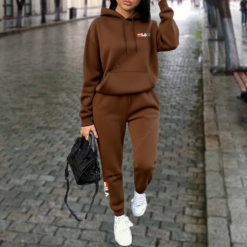 Crisluvᵀᴹ Women’s Winter Hooded Tracksuit 2-Piece Jogger Set Designer