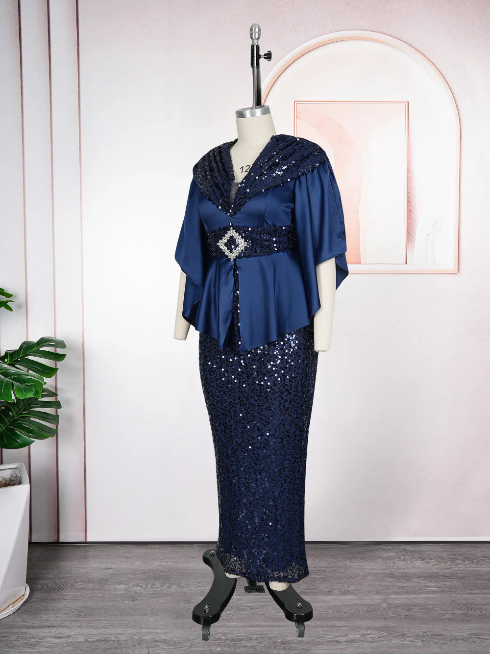 African Party Dresses for Women Elegant Turkey Muslim Wedding Evening Gown Plus Size Dashiki Sequin Sexy Bodycon Slit Long Dress