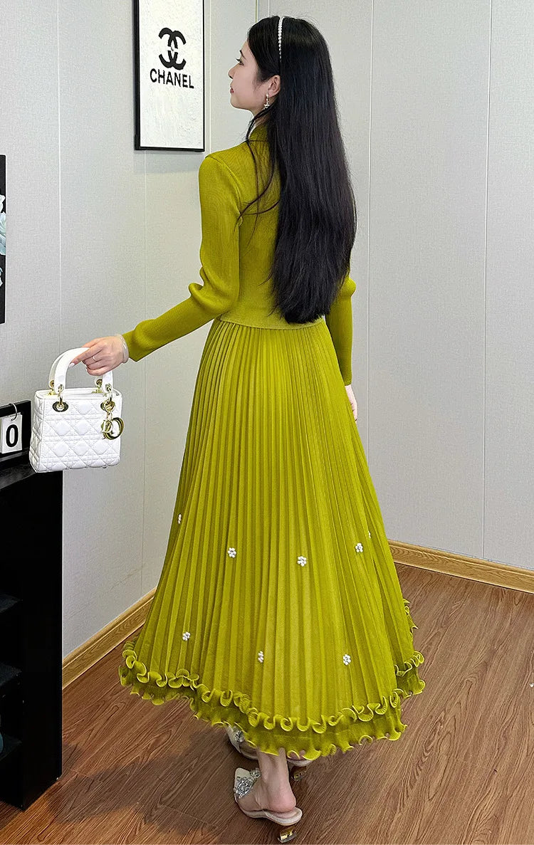 Pleated Long Dress Autumn Hot Sale Women&