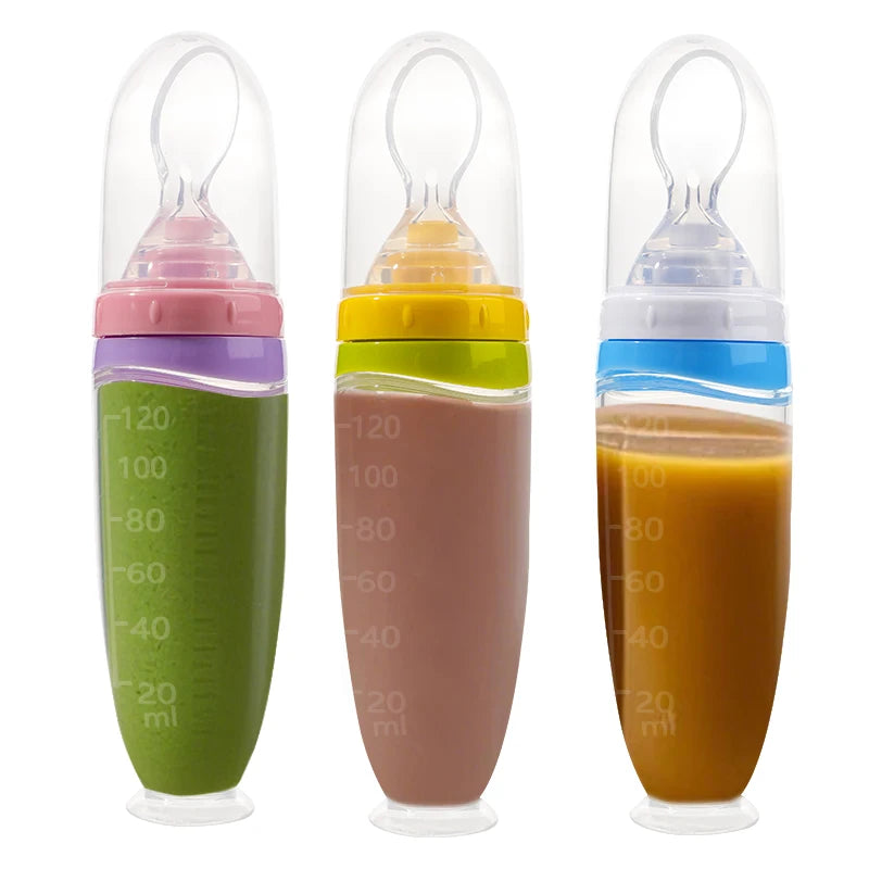 120ml Infant Silicone Food Squeeze Feeder with Spoon