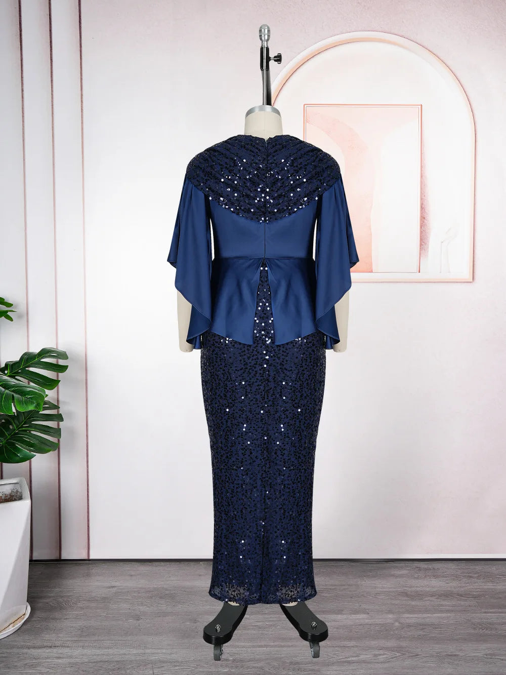 African Party Dresses for Women Elegant Turkey Muslim Wedding Evening Gown Plus Size Dashiki Sequin Sexy Bodycon Slit Long Dress