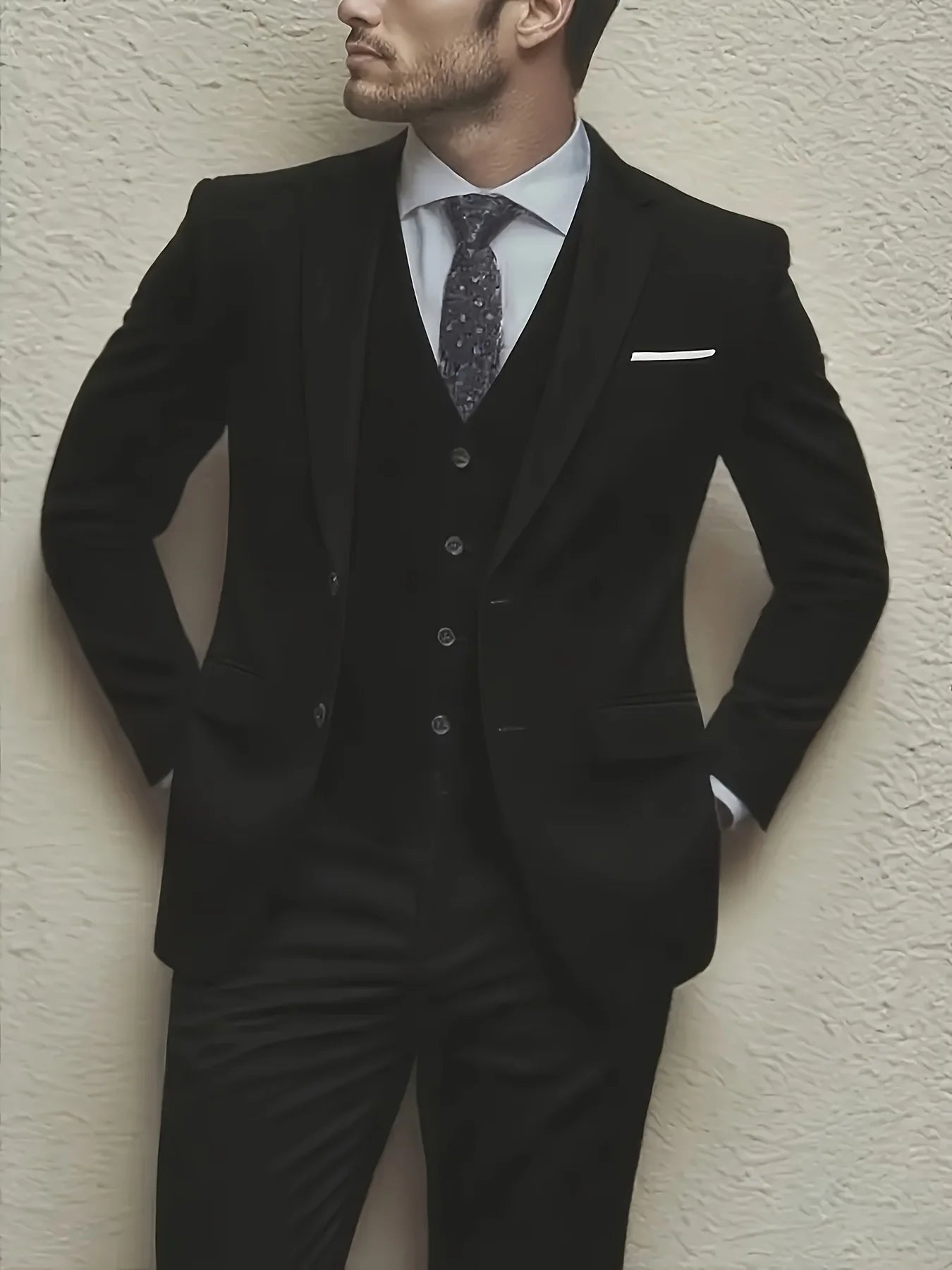 Men’s 3-Piece Suit Set – Jacket, Vest & Pants for Weddings & Formal Events