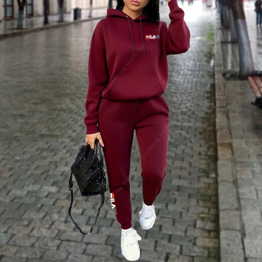 Crisluvᵀᴹ Women’s Winter Hooded Tracksuit 2-Piece Jogger Set Designer