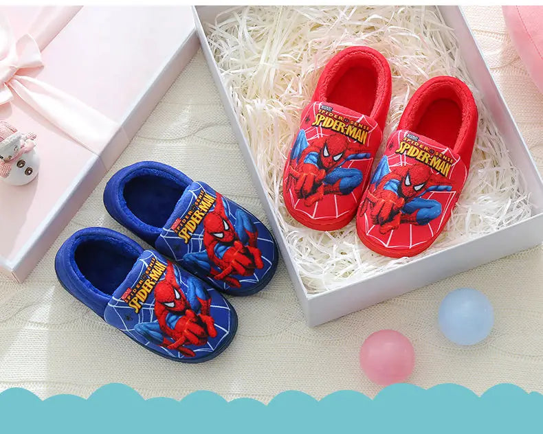 Cartoon Printed Spider-man Cotton Slippers For Children&