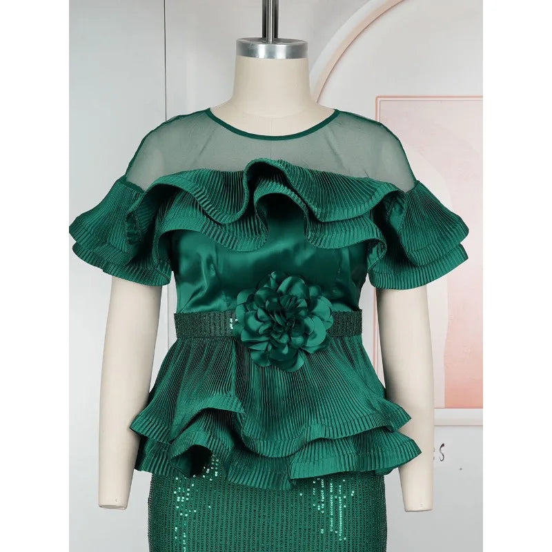 Luxury Sequin Bodycon Party Dress African Evening Prom Gown