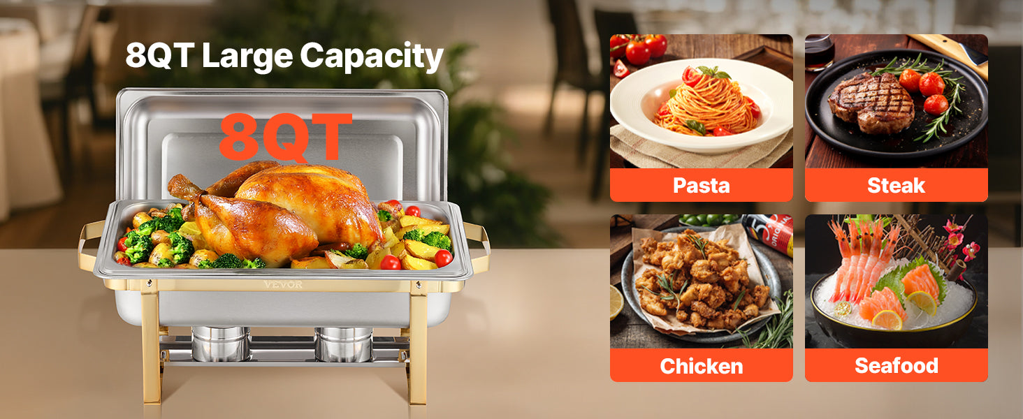 8 Qt Stainless Steel Chafing Dish Set 4-Pack