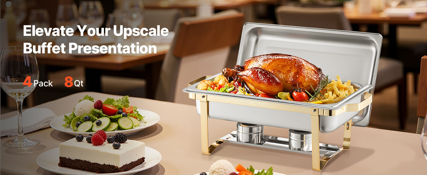 8 Qt Stainless Steel Chafing Dish Set 4-Pack