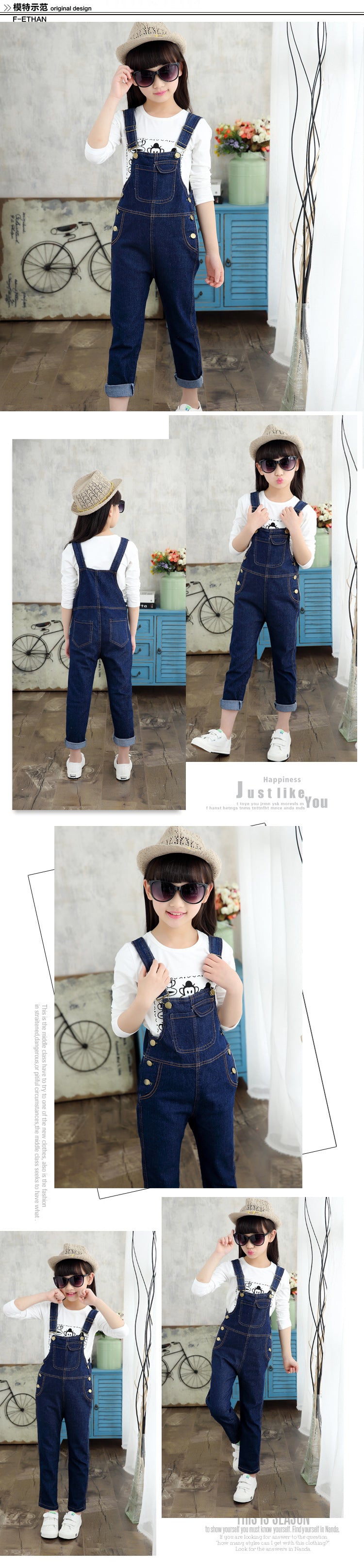 New Kids Denim Overalls for Teenagers Spring Jeans Dungarees Girls Pocket Jumpsuit Children Boys Pants For Age 5 7 9 11 13 Years