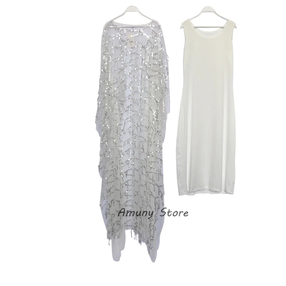 African Sequin Chiffon Maxi Dress Plus Size