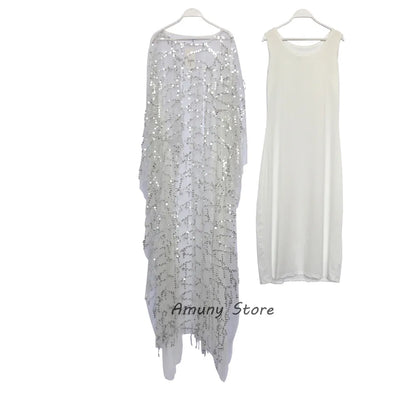 African Sequin Chiffon Maxi Dress Plus Size