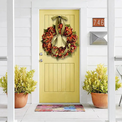 Thanksgiving Wreath Fall Hydrangea Bowknot Decoration Flower Garland Wreath Thanksgiving Front Door Home Decor