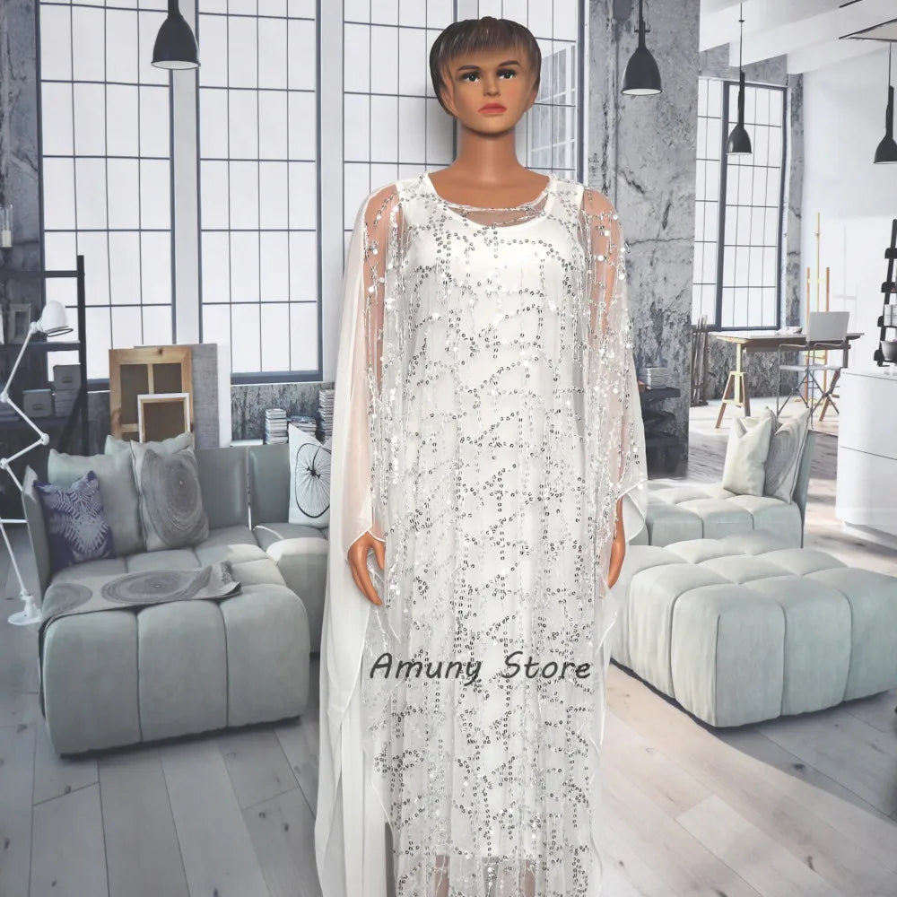 African Sequin Chiffon Maxi Dress Plus Size