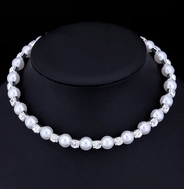 Crisluv™ Wedding Pearl Necklace, Bracelet &amp; Earrings Set