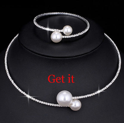 Crisluv™ Wedding Pearl Necklace, Bracelet &amp; Earrings Set