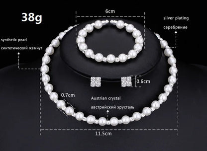 Crisluv™ Wedding Pearl Necklace, Bracelet &amp; Earrings Set