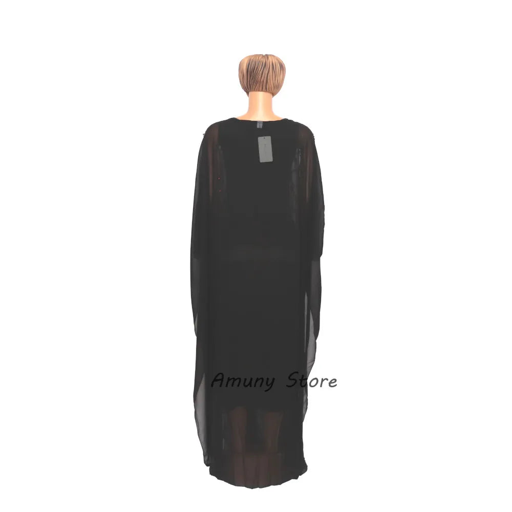 African Sequin Chiffon Maxi Dress Plus Size