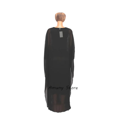 African Sequin Chiffon Maxi Dress Plus Size