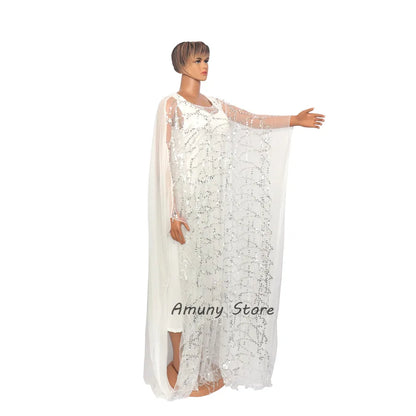 African Sequin Chiffon Maxi Dress Plus Size