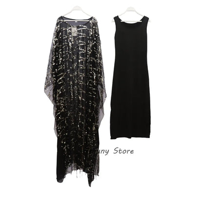 African Sequin Chiffon Maxi Dress Plus Size
