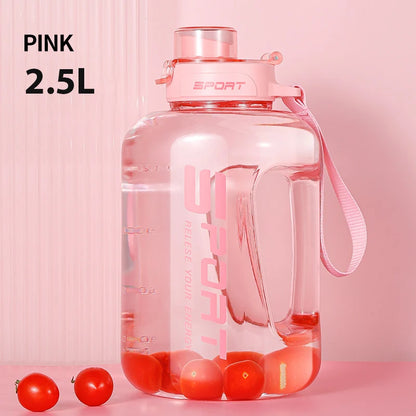 Large-Capacity Water Bottle Straw Pot Belly Cup Sports Water Bottle Ton Ton Bucket Students Portable Plastic Cup 1.2L/1.7L/2.5L
