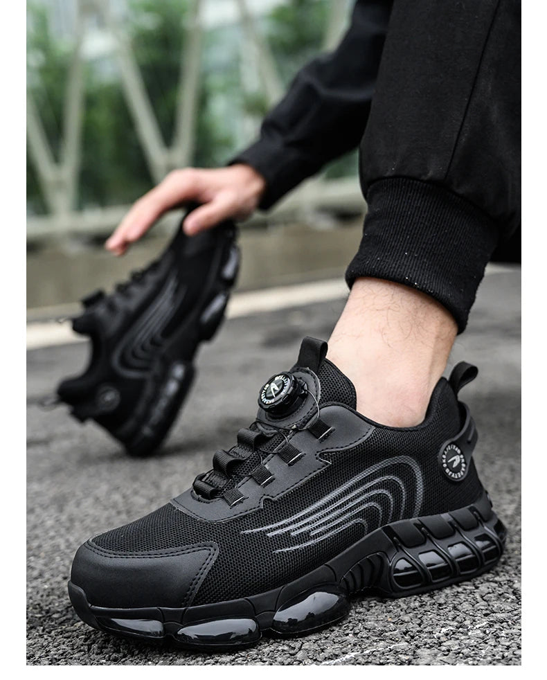 Rotating Button Unisex Safety Shoes Men For Work Sneakers Shoes Puncture-Proof Protective Women Shoes Steel Toe Work footwear