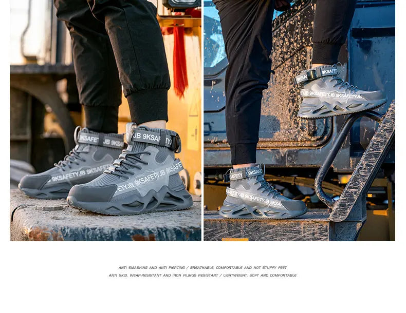 Steel Toe Safety Shoes Men Women Work Safety Boots Lightweight Breathable Comfortable Industrial Construction Sneakers Men Boots
