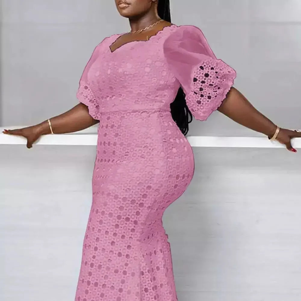 White Women Dress Bodycon Long Maxi Robe African High Waist Trumpet Femme Vestiods Plus Size Dresses S-5XL