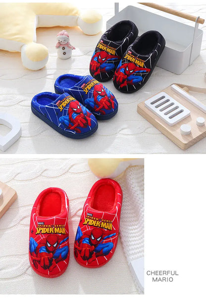 Cartoon Printed Spider-man Cotton Slippers For Children&