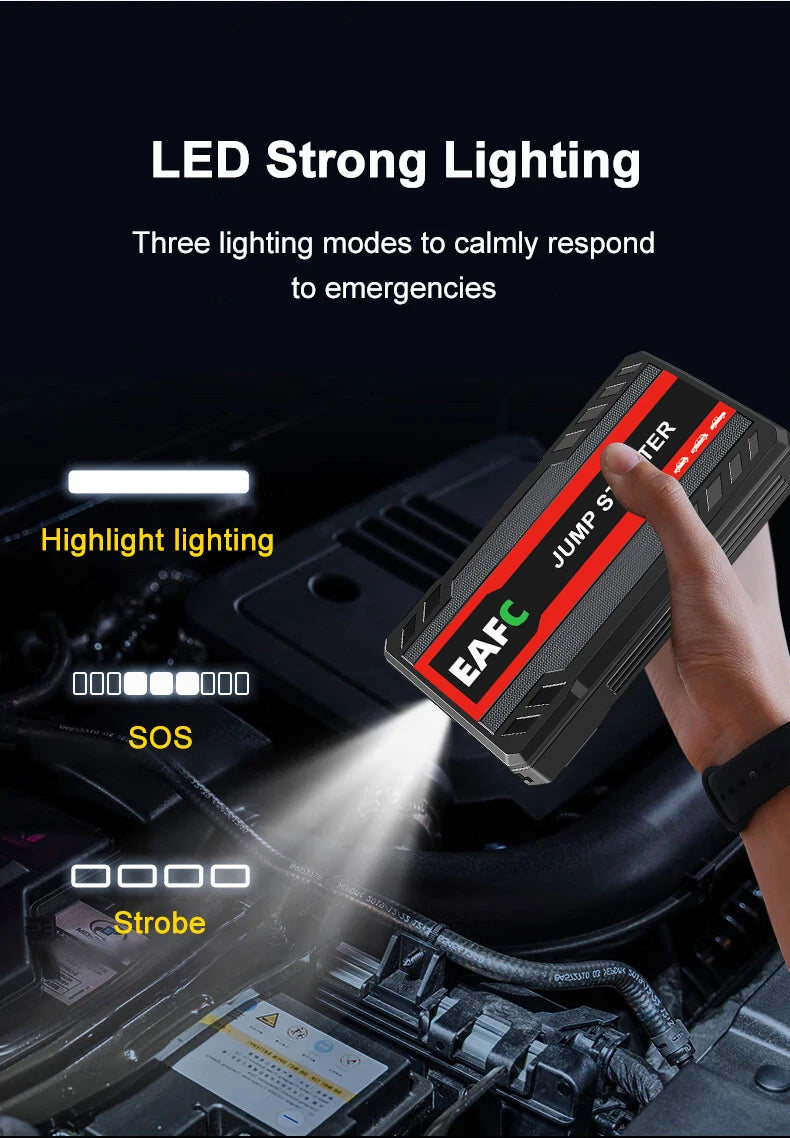 EAFC Car Jump Starter Power Bank Car Battery Starter 600A12V Auto Starting Device with LED Light For Auto Battery Booster Buster