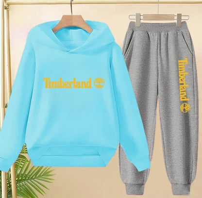 Enfants automne printemps tendance lettre imprimer 2 pièces sweat à capuche + pantalon survêtements 2-13 ans garçons filles tenu