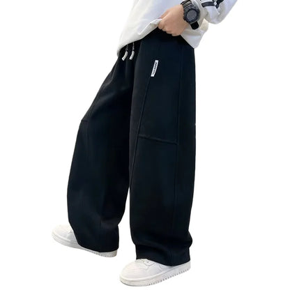 Crisluvᵀᴹ Boys Wide‑Leg Sweatpants 5–14Y – Elastic Waist Spring Streetwear Pants