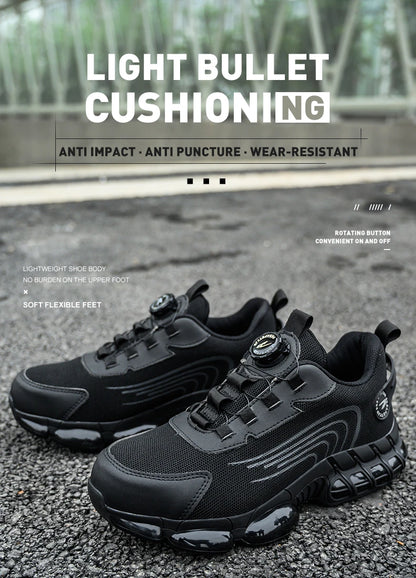 Rotating Button Unisex Safety Shoes Men For Work Sneakers Shoes Puncture-Proof Protective Women Shoes Steel Toe Work footwear