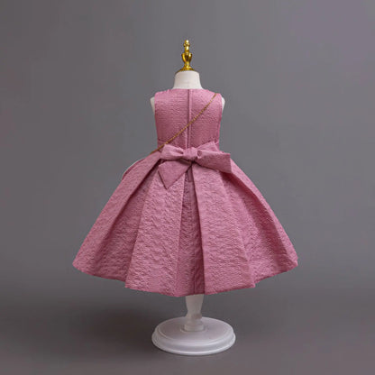 HETISO Autumn/Winter Long Sleeve Girl Party Dress Elegant Lace Christmas Formal Gown Gift with Bag for Kids Children 2-8Y