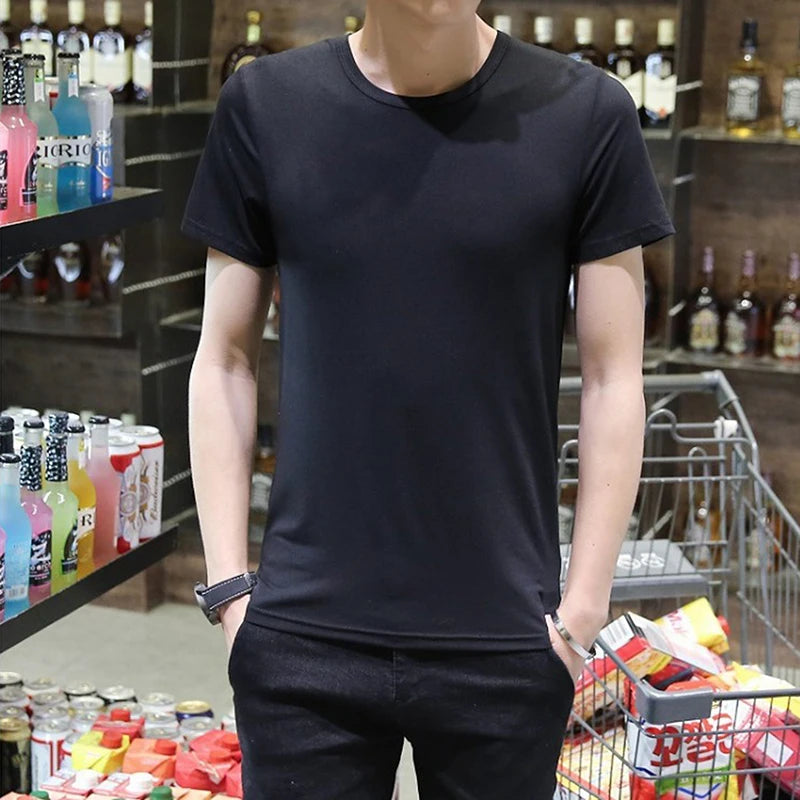 Wholesale Drop-Ship 100% Cotton Summer Soft Slim Short Sleeve T-Shirt Men Plain Tee Standard Blank T Shirt Ins Tees Top