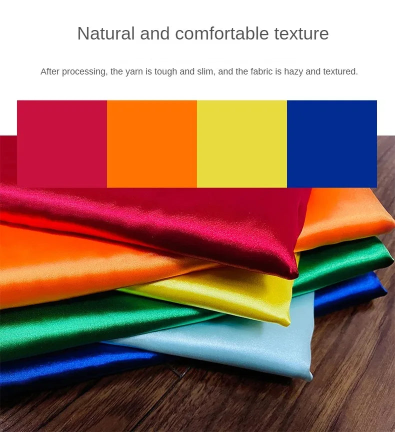 Stretch Satin Fabric By The Meter for Cheongsam Hanfu Dresses Sewing Plain Soft Skin-friendly High-density Cloth Thin Breathable