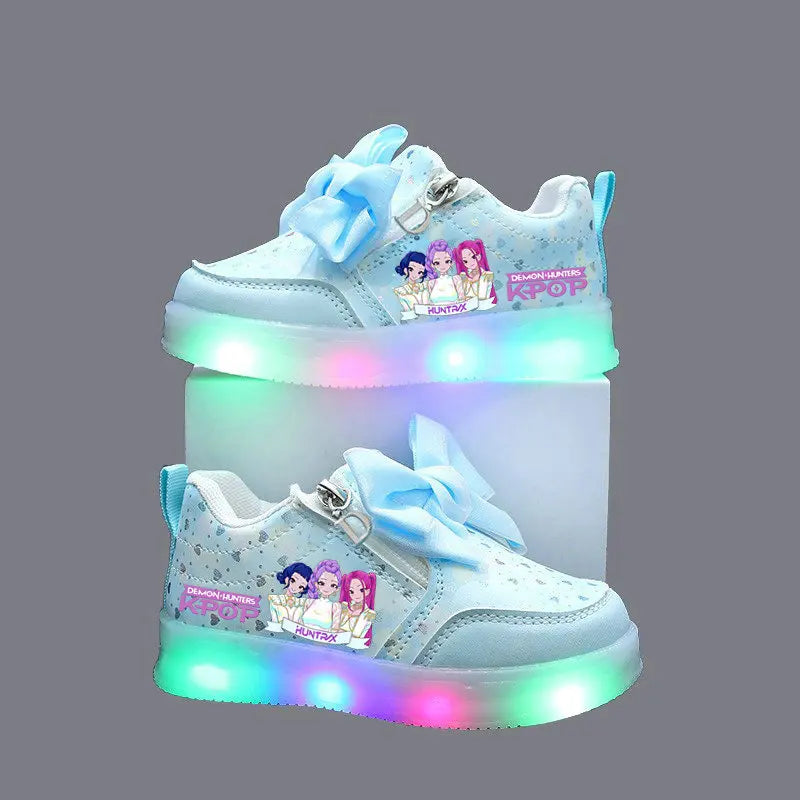 Kpop Demon Hunters Shoes For Kids Children LED Sneakers Baby Toddler Shoes 1-6 Y Anime Huntrix Luminous Sport Shoes Size 21-30