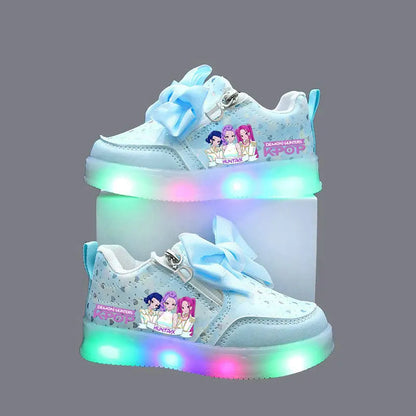 Kpop Demon Hunters Shoes For Kids Children LED Sneakers Baby Toddler Shoes 1-6 Y Anime Huntrix Luminous Sport Shoes Size 21-30
