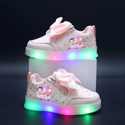 KPop Demon Hunters Shoes For Kids Children LED Shoes Baby Toddler Shoes 2-6 Y Anime Huntrix Luminous Sport Shoes Size 21-30